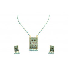 925 Sterling Silver gold rhodhium blue multi Enamel Pendant Earring Bead chain